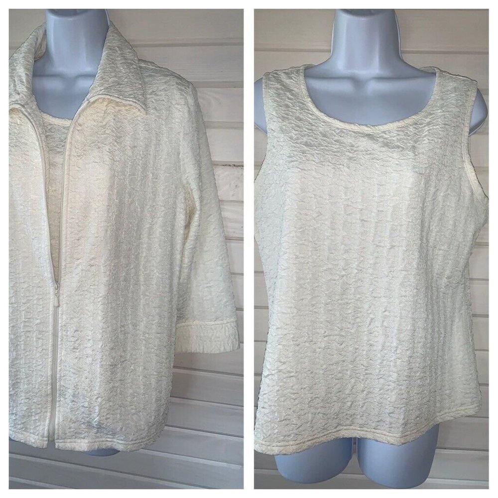 Laura Ashley Ivory Textured Tank Top And Jacket Set S… Gem
